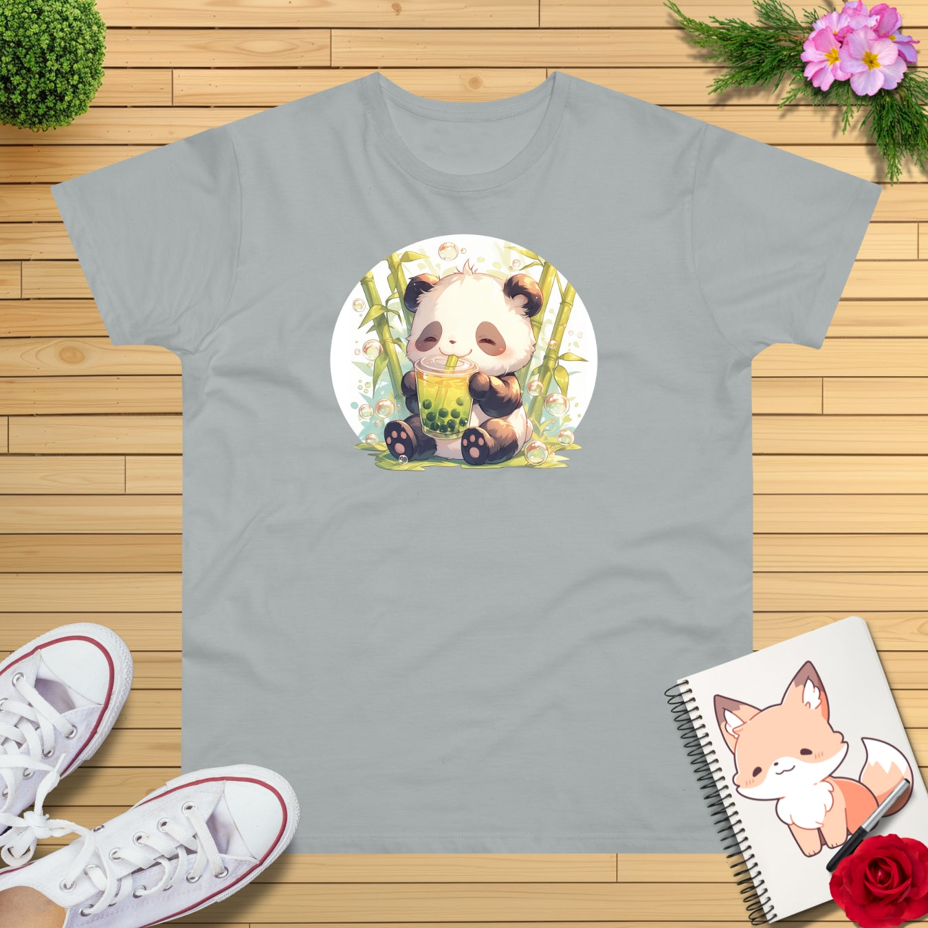 Happy Panda mit Bubble Tea T-Shirt
