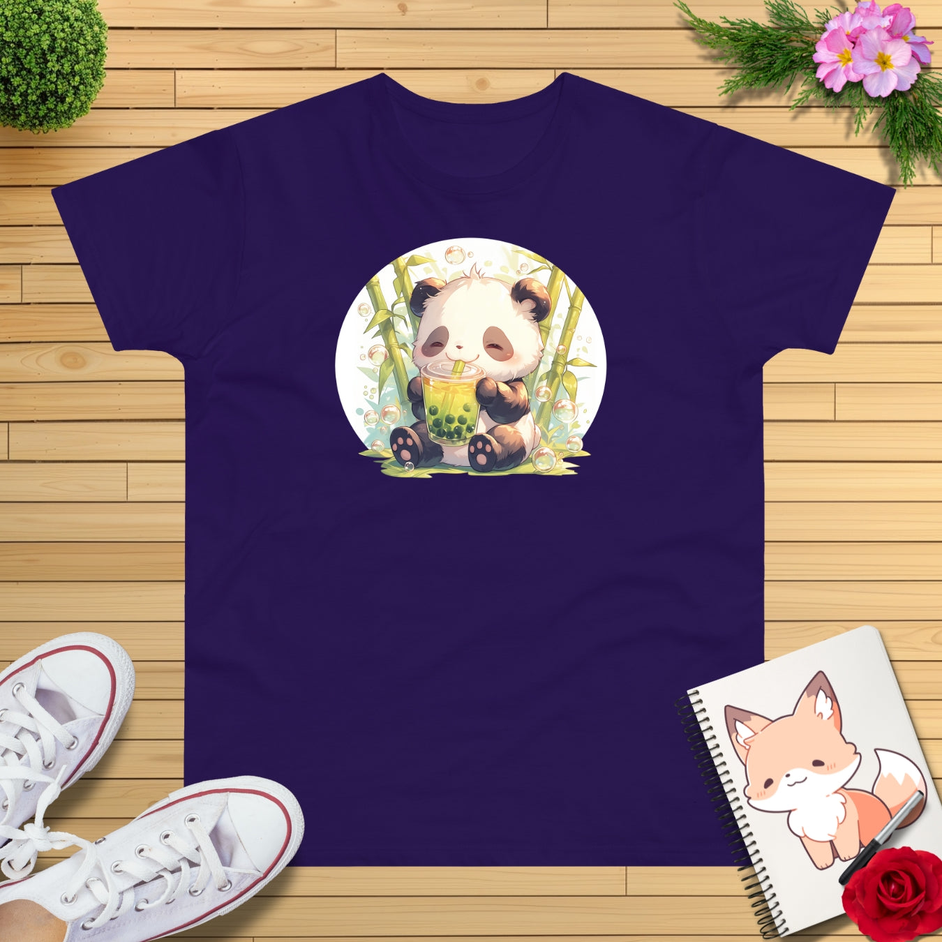 Happy Panda mit Bubble Tea T-Shirt