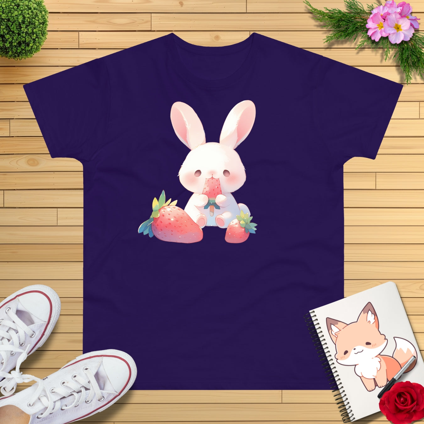 Erdbeereis Hase T-Shirt