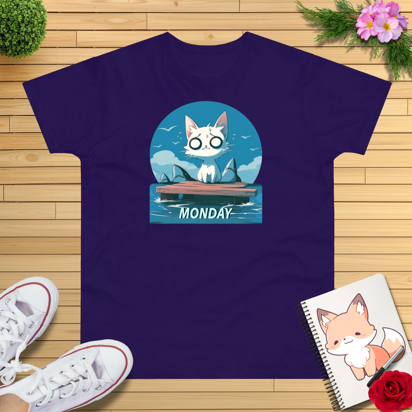 Monday Kitten mit Haien T-shirt