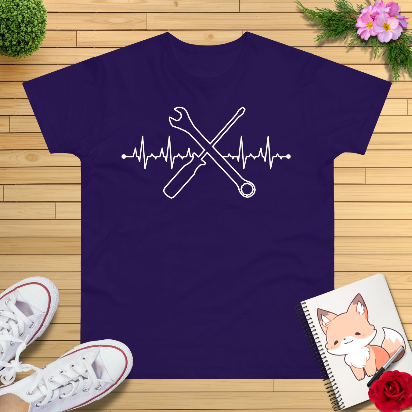 Herzschlag EKG Mechaniker T-Shirt