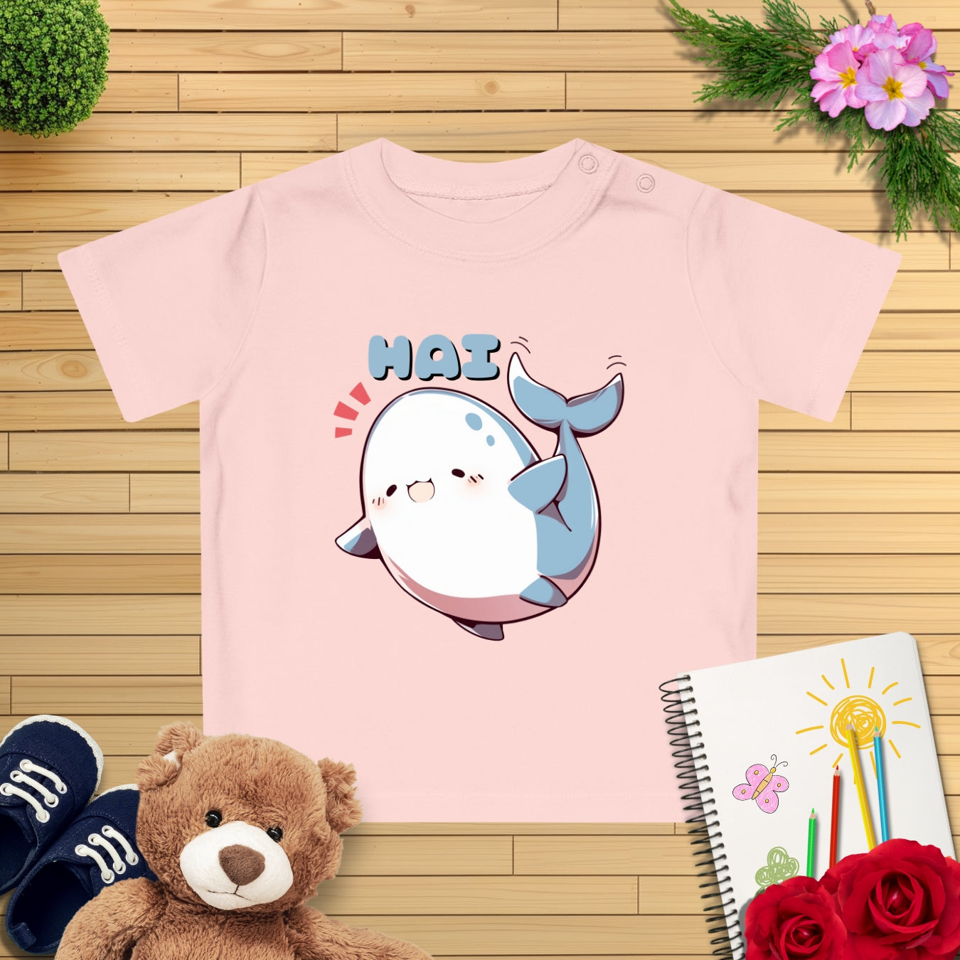 Kawaii winkender HAI Baby T-Shirt
