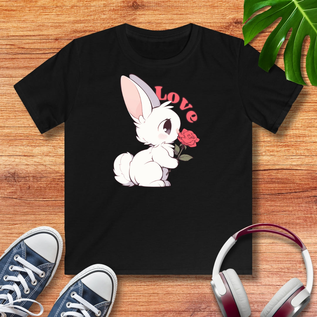 Häschen mit Rose Kinder T-Shirt
