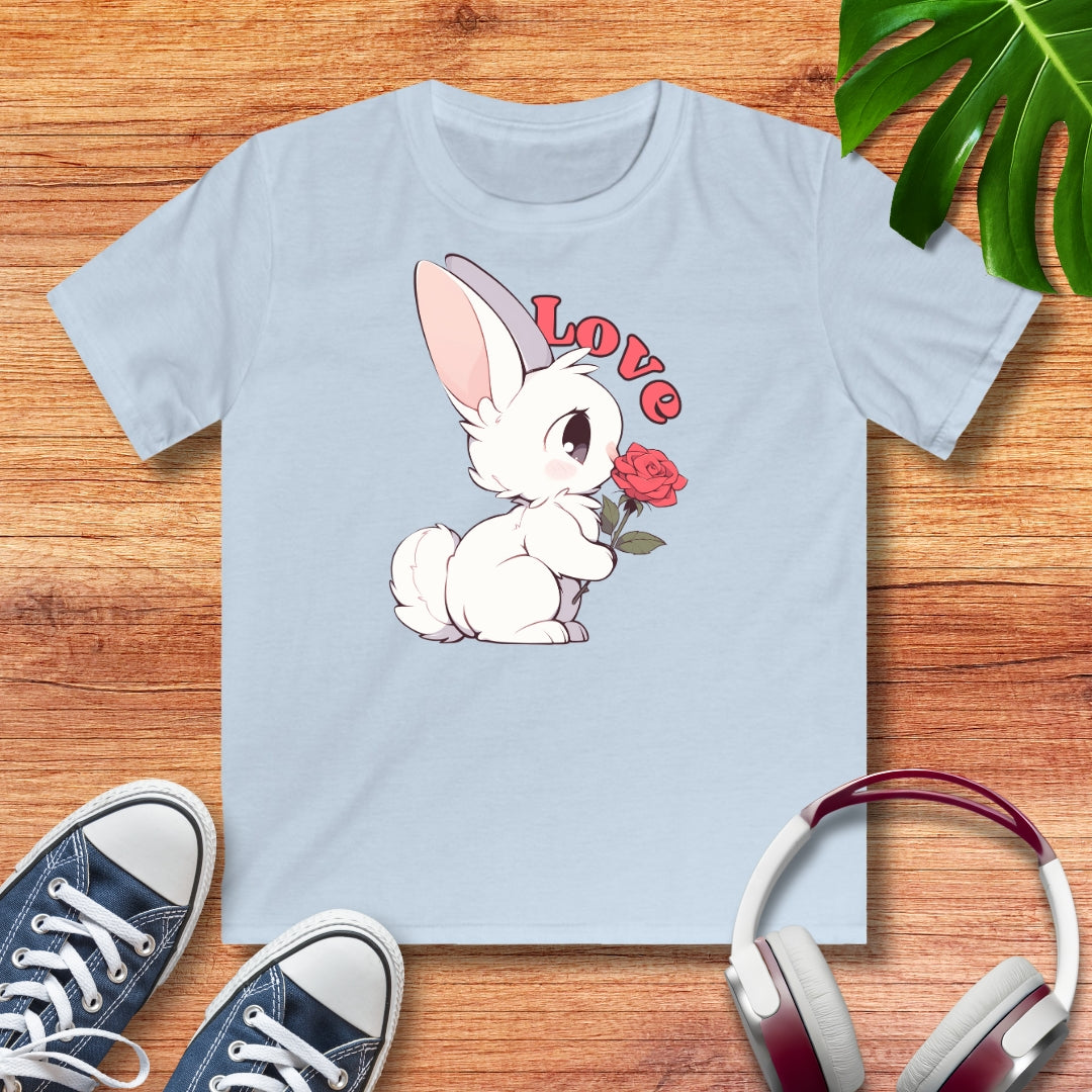 Häschen mit Rose Kinder T-Shirt