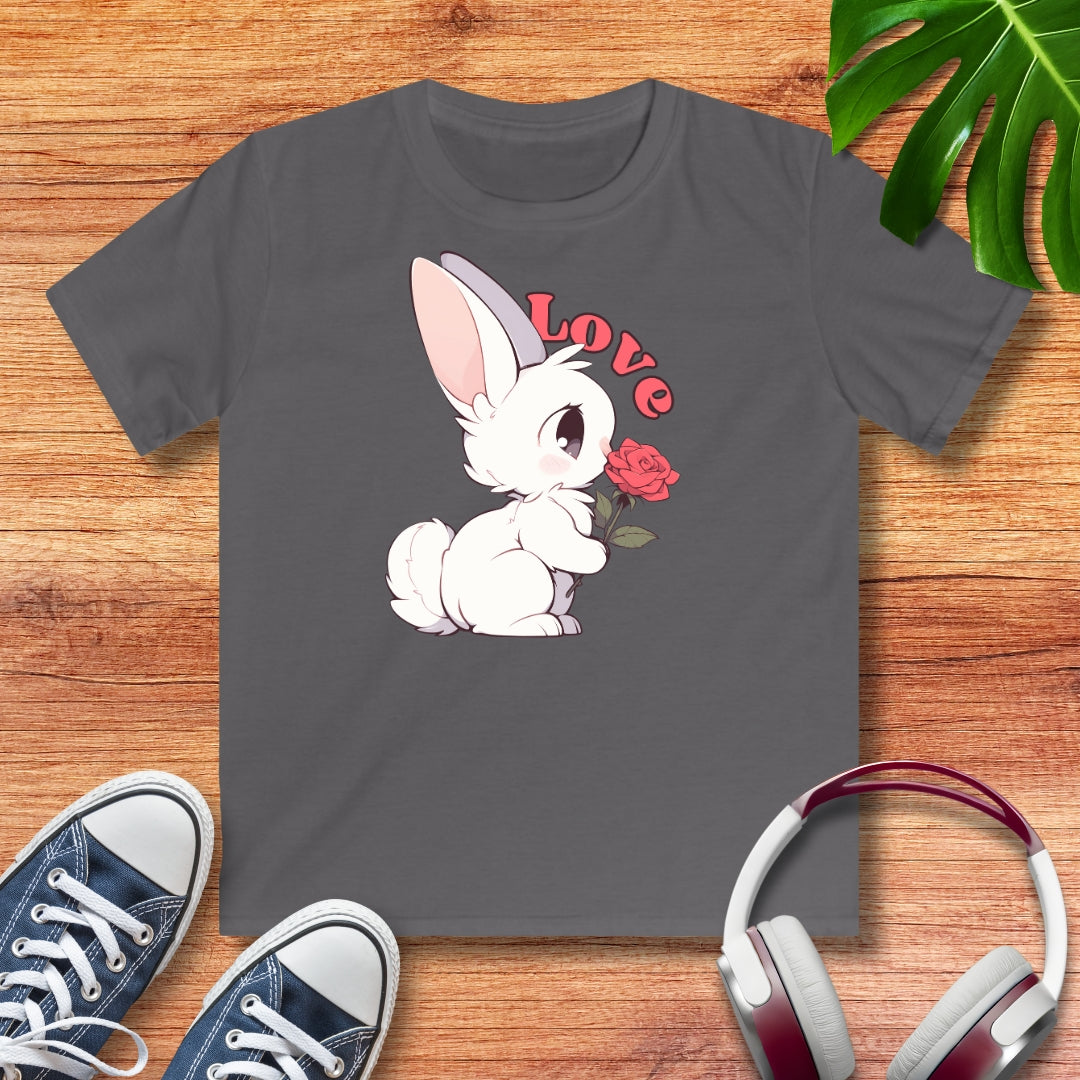 Häschen mit Rose Kinder T-Shirt