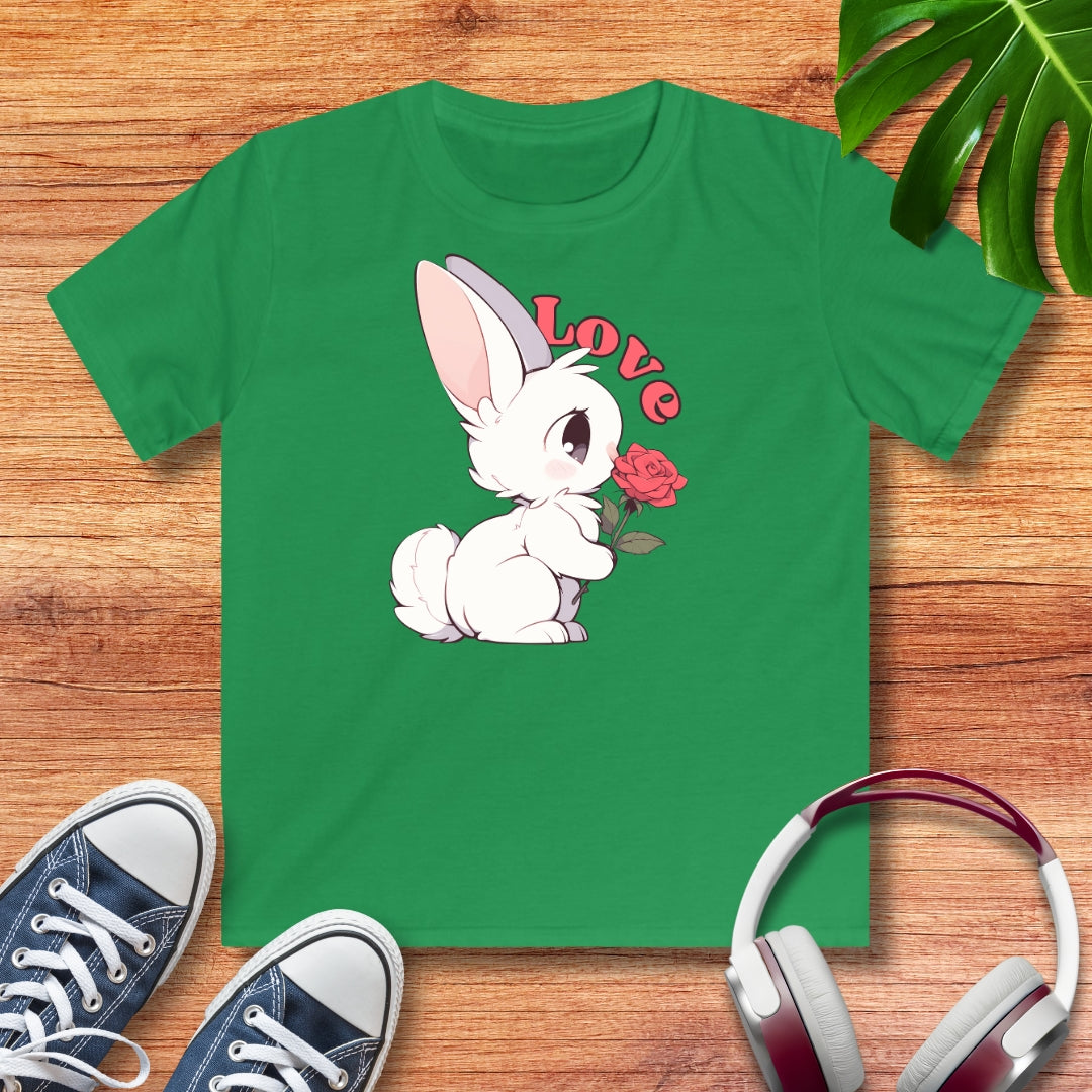 Häschen mit Rose Kinder T-Shirt