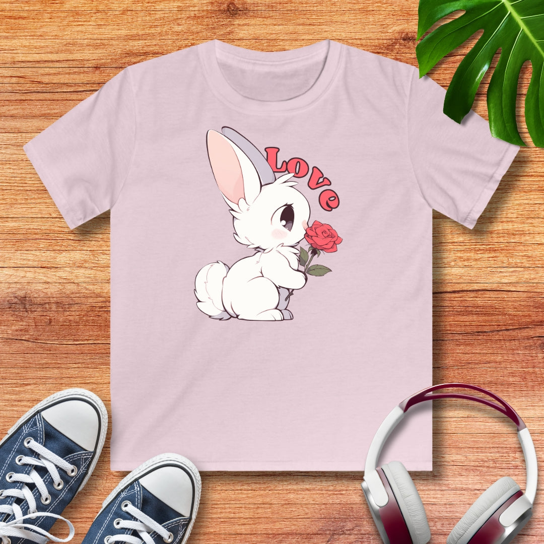 Häschen mit Rose Kinder T-Shirt