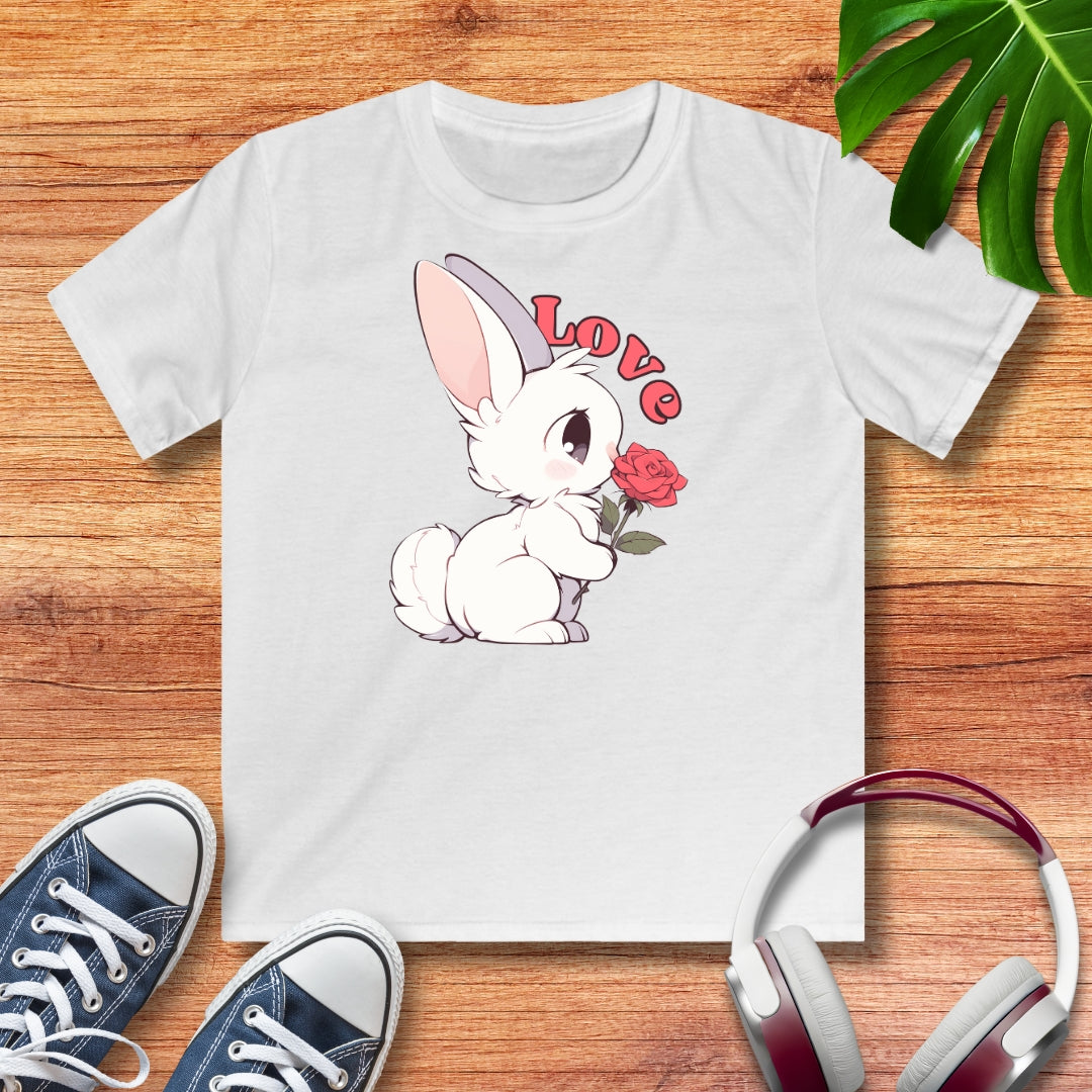 Häschen mit Rose Kinder T-Shirt