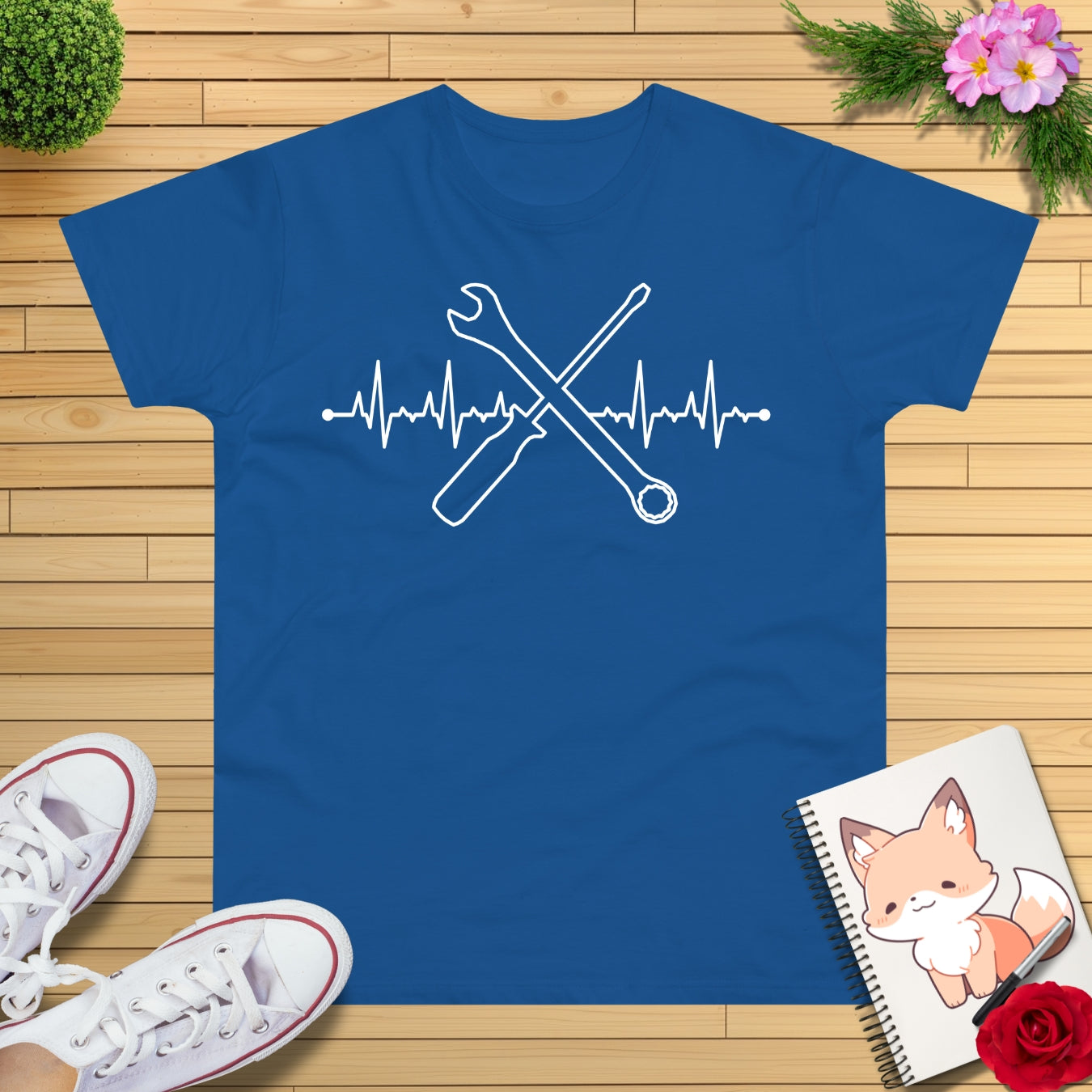 Herzschlag EKG Mechaniker T-Shirt