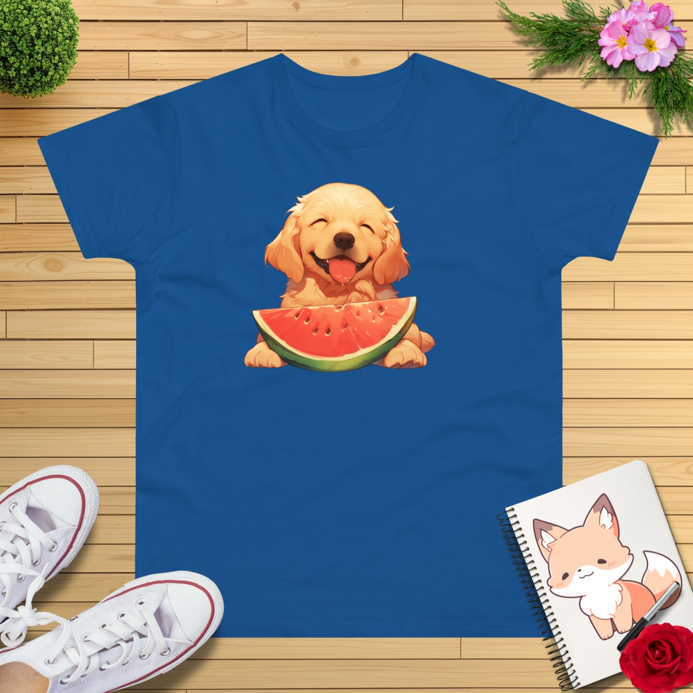 Golden Retriever mit Wassermelone T-Shirt