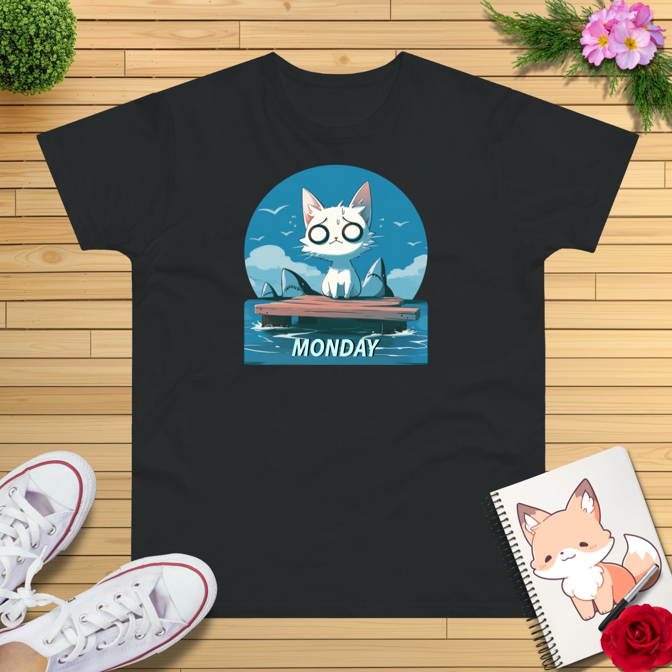 Monday Kitten mit Haien T-shirt