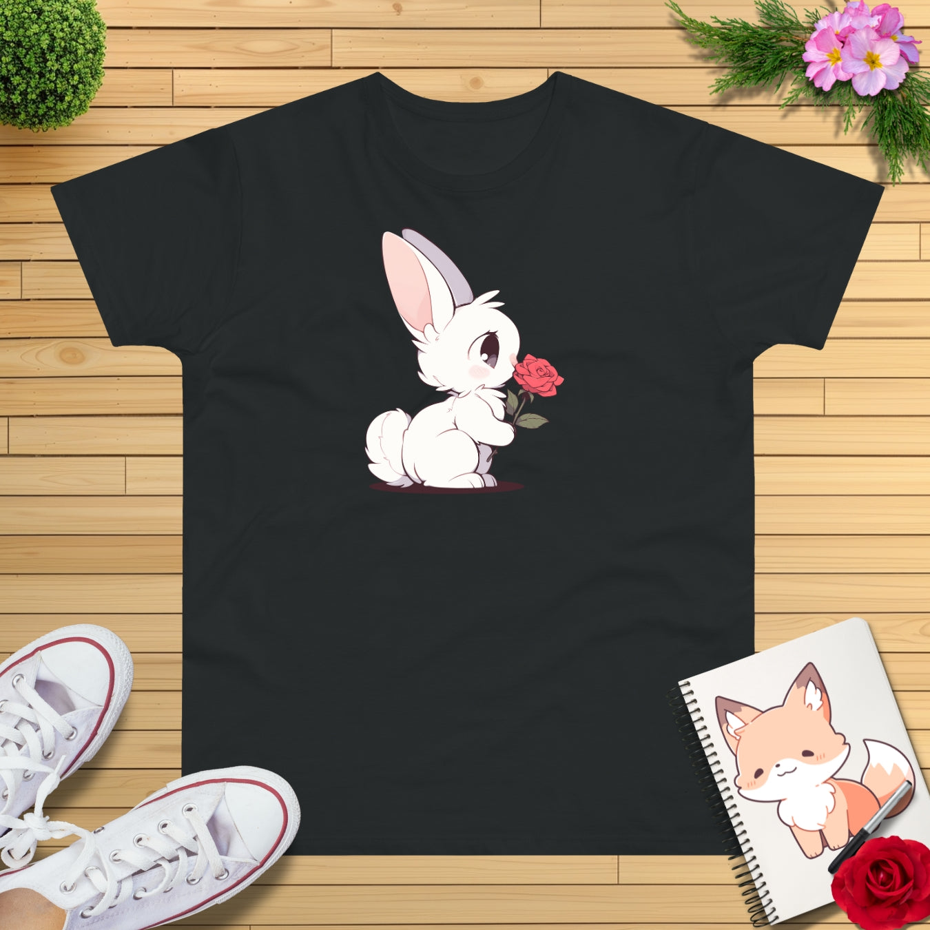 Häschen mit Rose T-Shirt