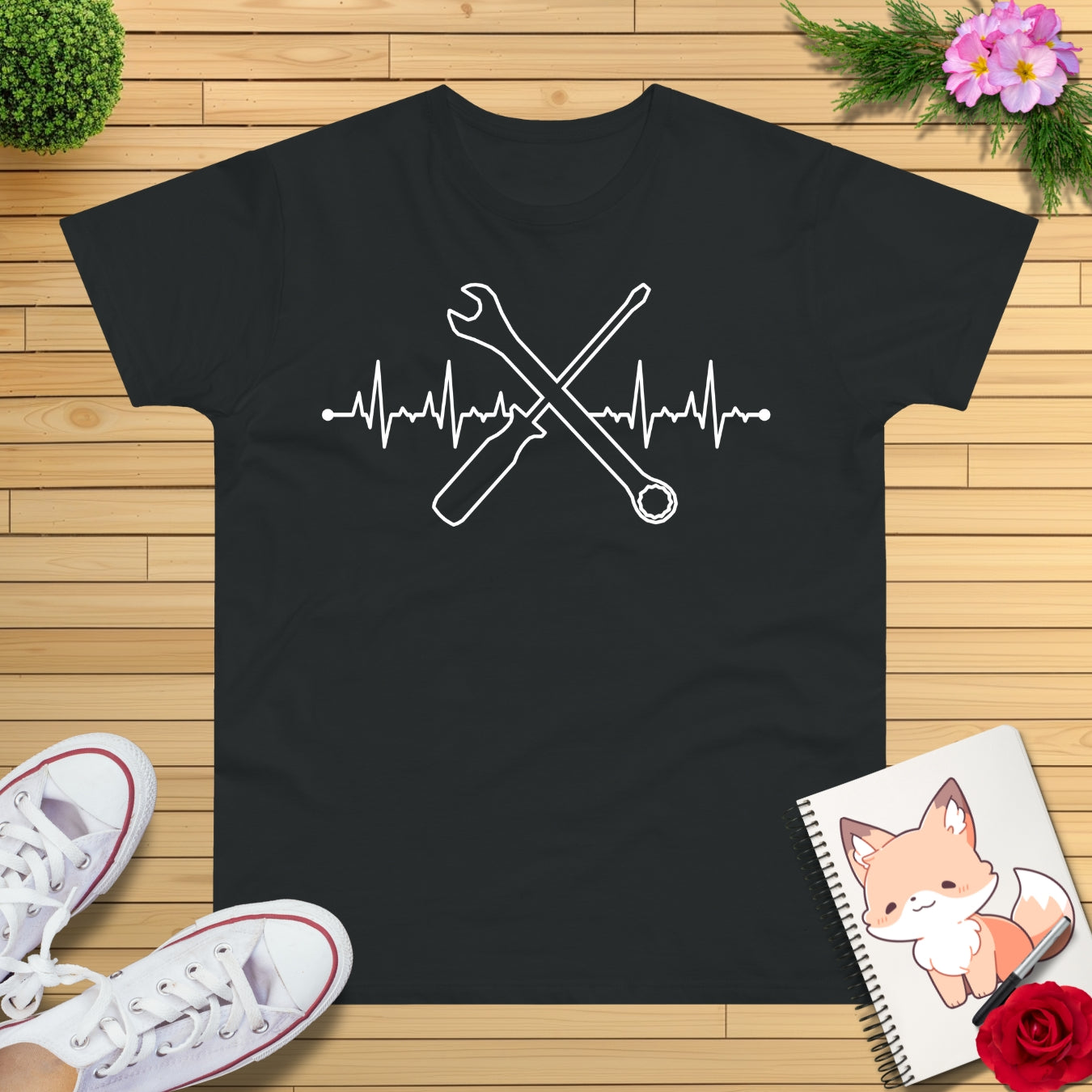 Herzschlag EKG Mechaniker T-Shirt