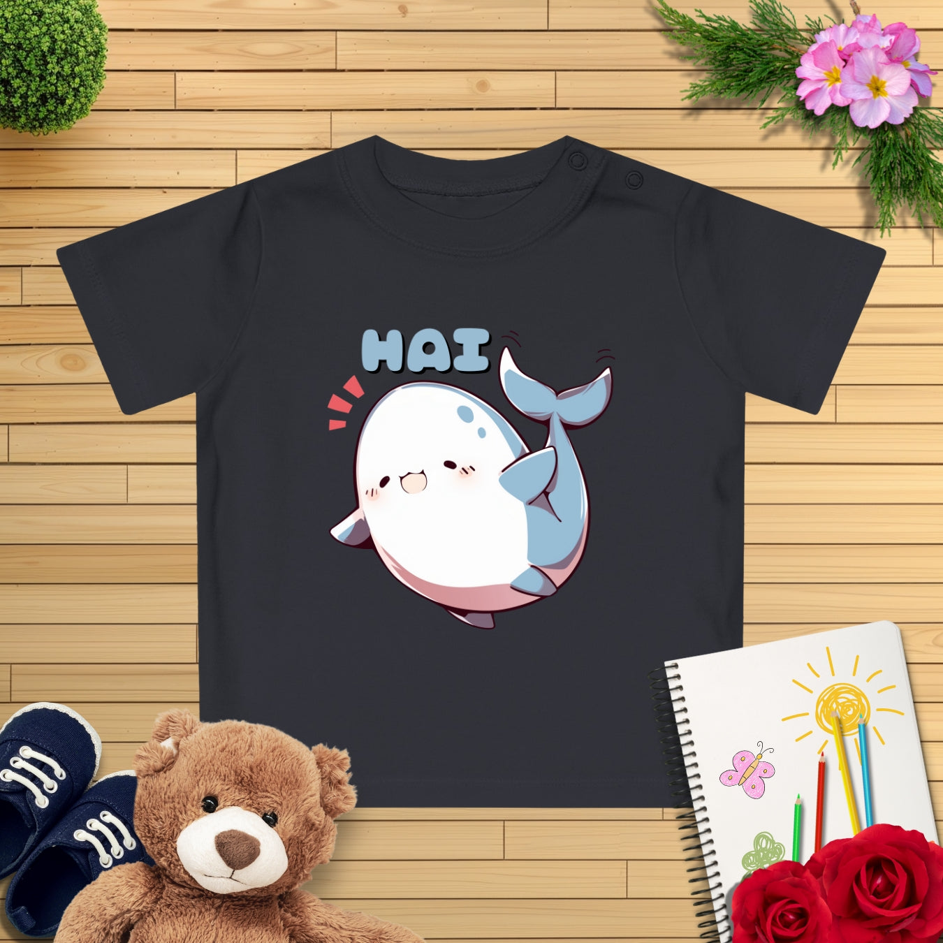 Kawaii winkender HAI Baby T-Shirt