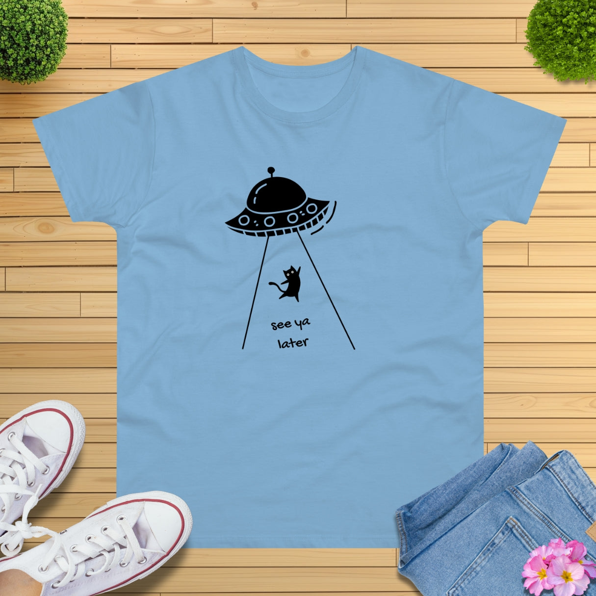 Kawaii Ufo Katze T-Shirt