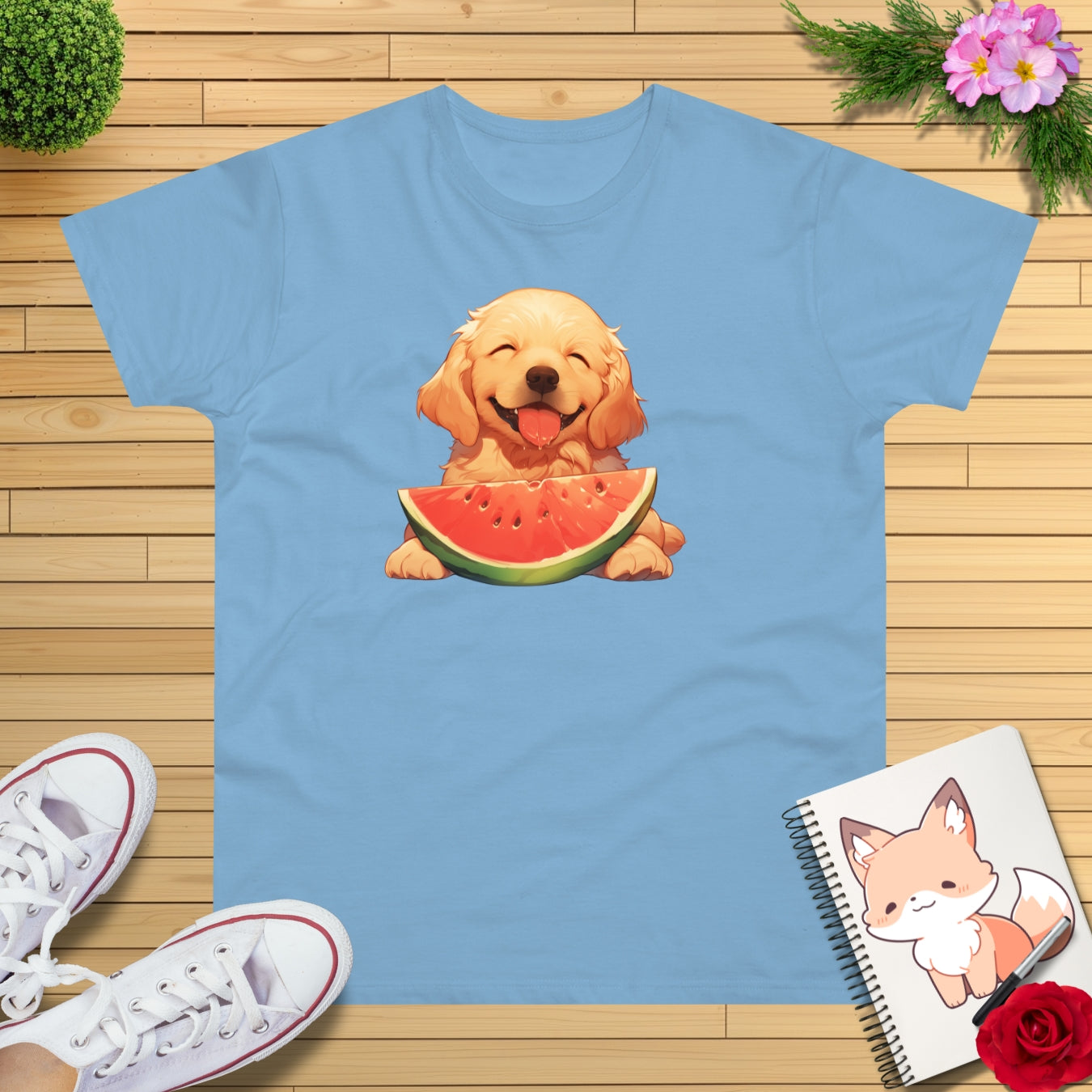 Golden Retriever mit Wassermelone T-Shirt