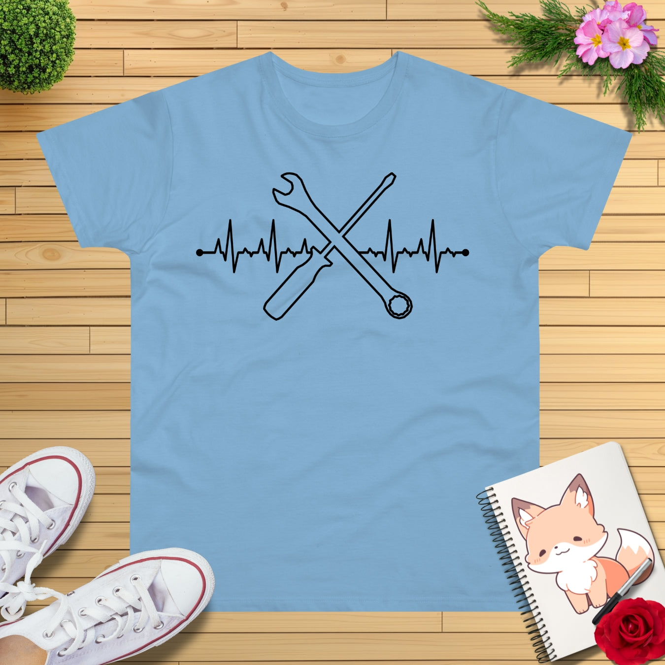 Herzschlag EKG Mechaniker T-Shirt