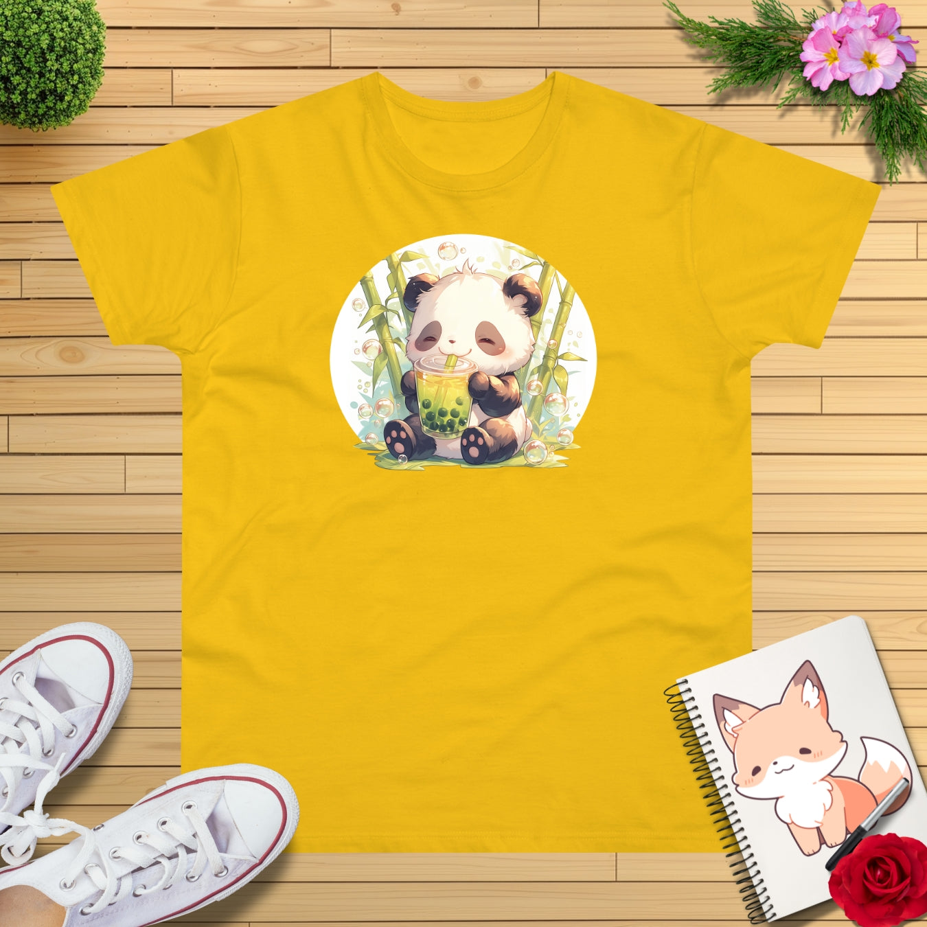 Happy Panda mit Bubble Tea T-Shirt