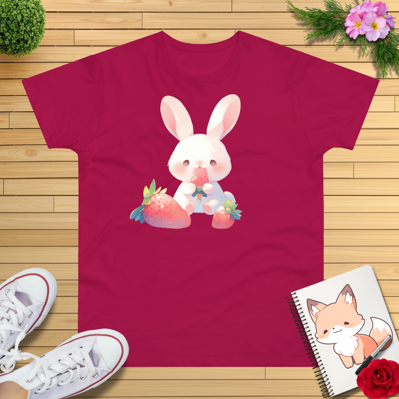 Erdbeereis Hase T-Shirt