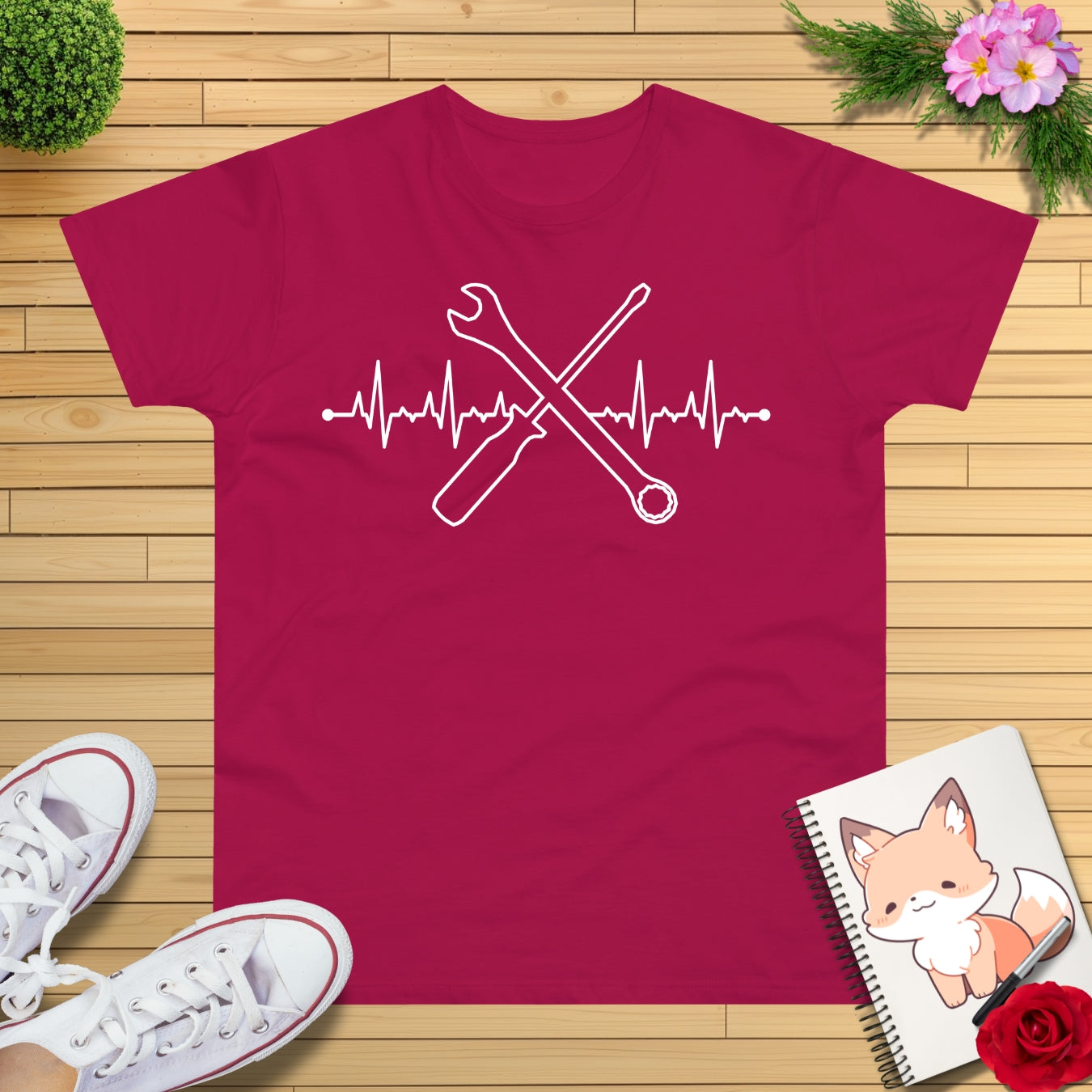 Herzschlag EKG Mechaniker T-Shirt