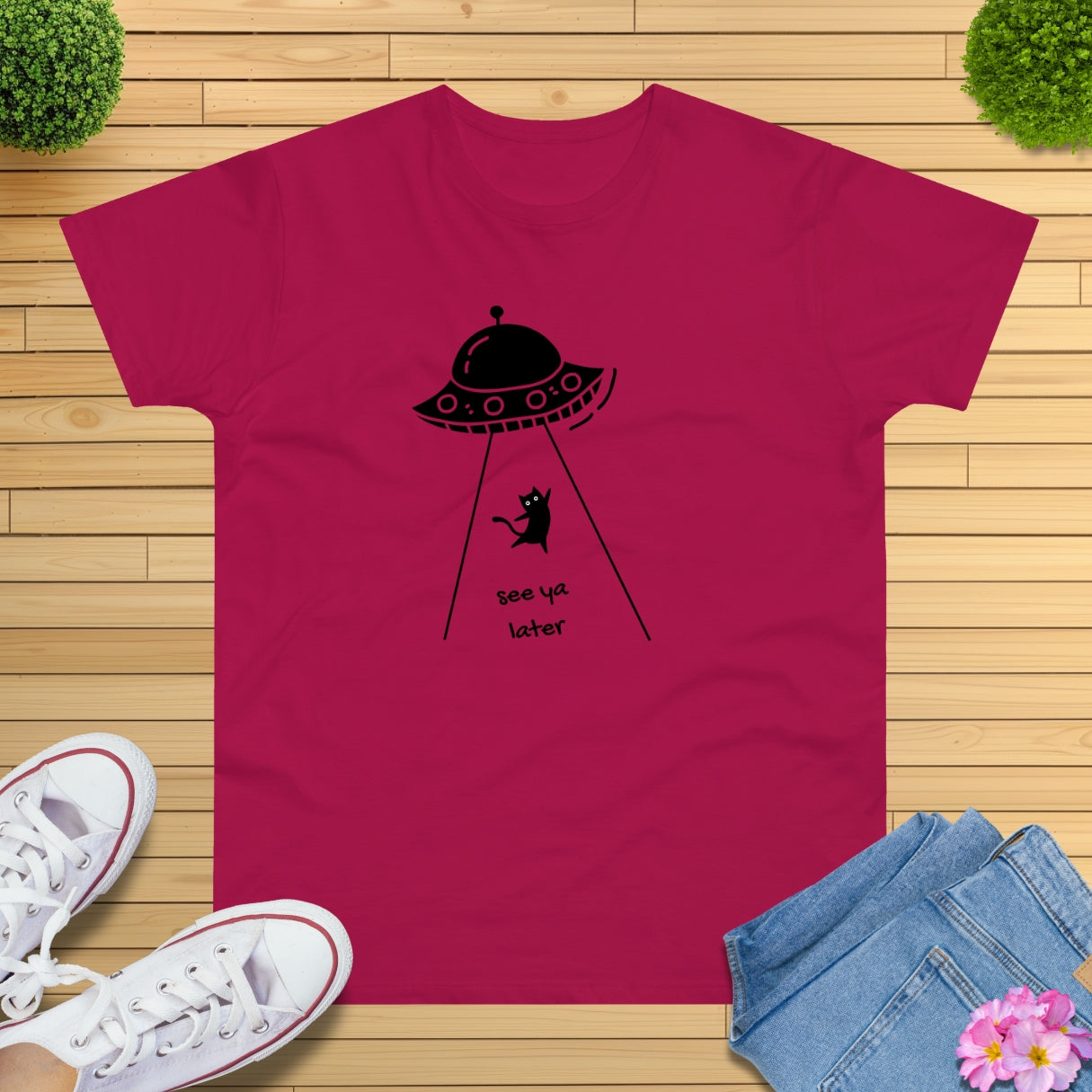 Kawaii Ufo Katze T-Shirt