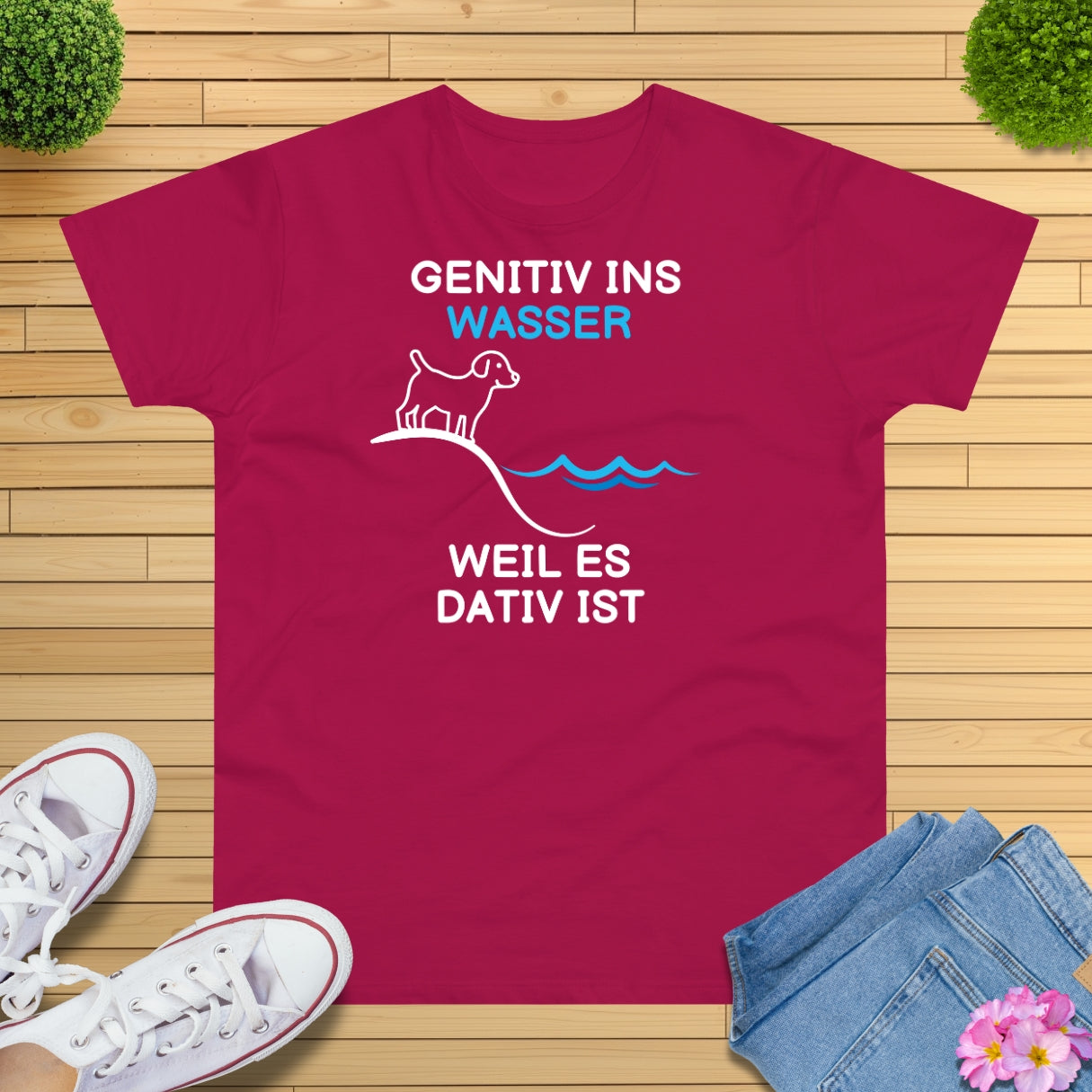 Genitiv ins Wasser Grammatik Witz T-Shirt