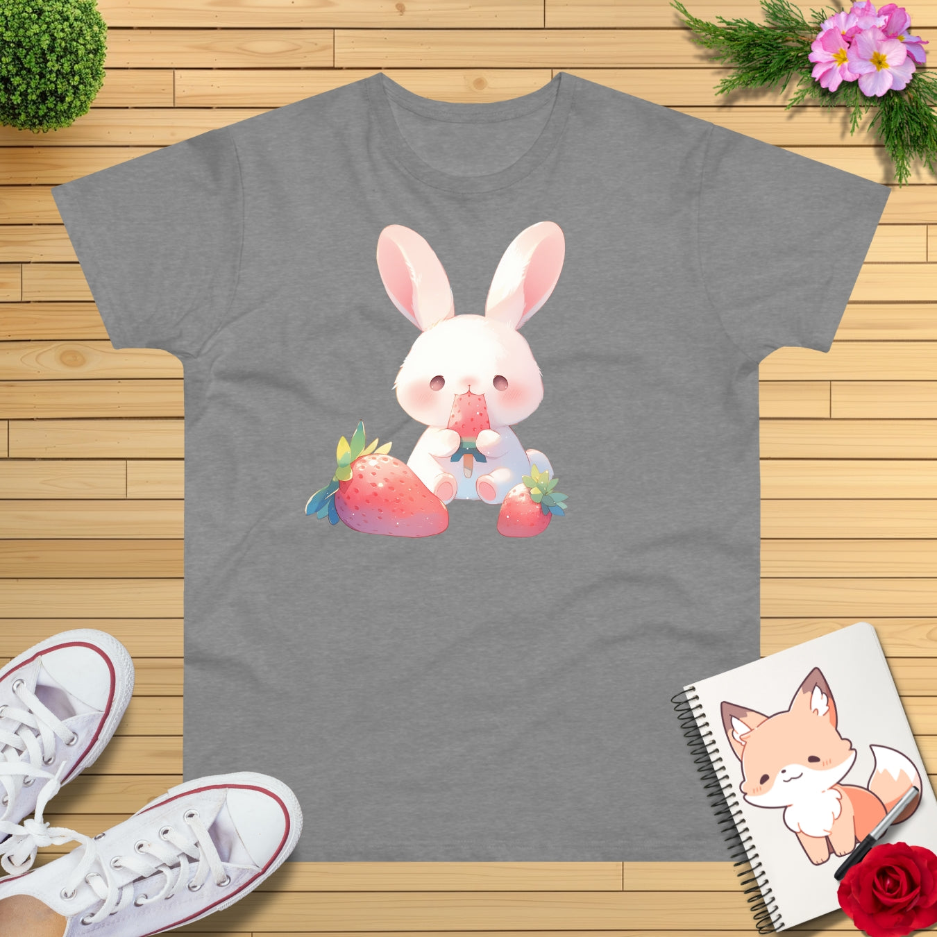 Erdbeereis Hase T-Shirt
