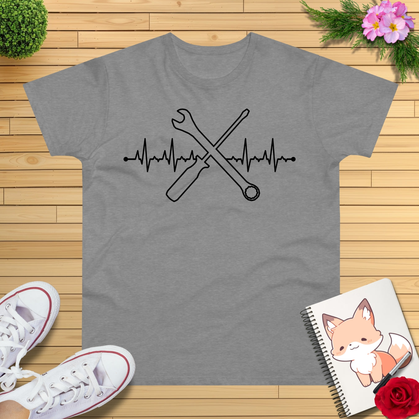 Herzschlag EKG Mechaniker T-Shirt