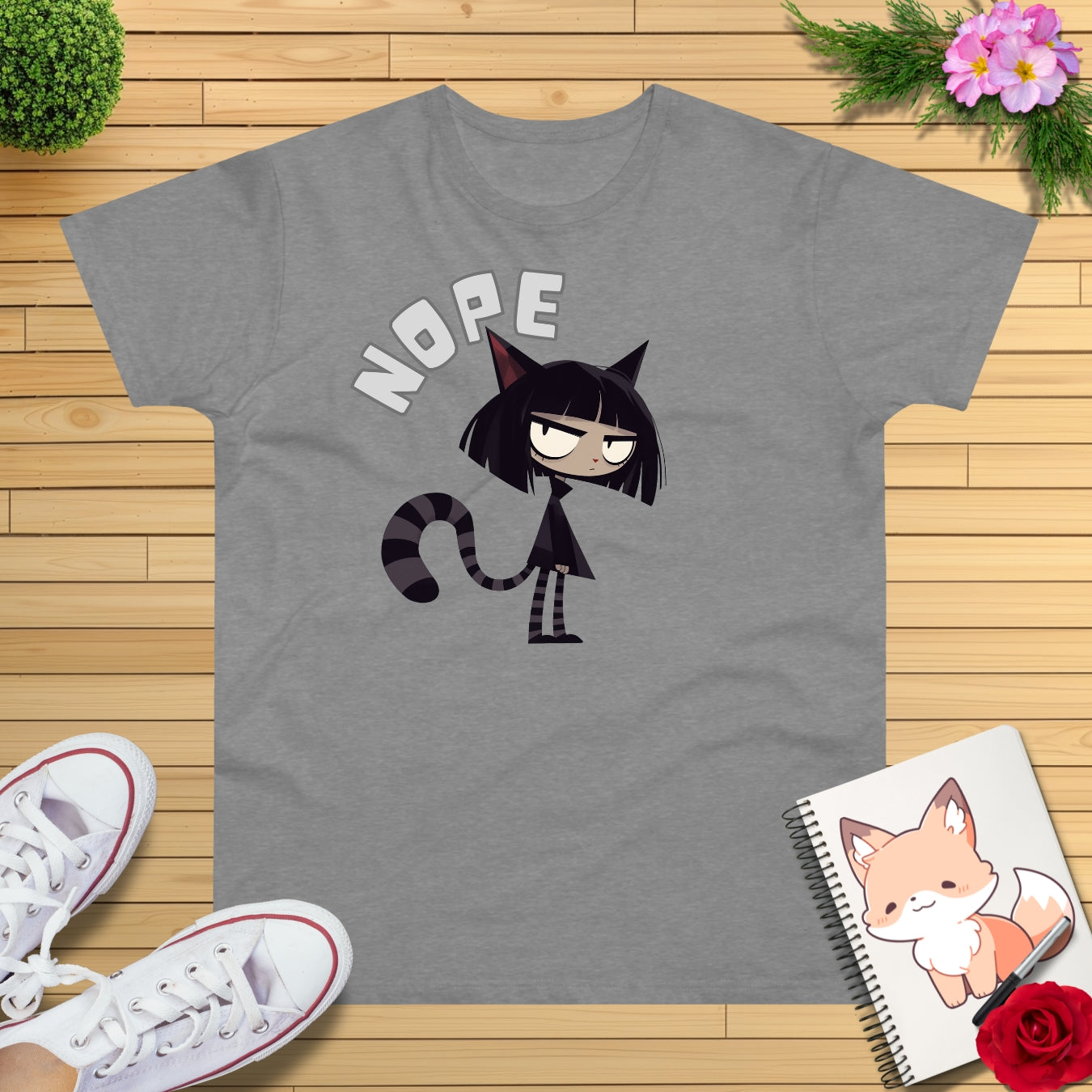 Manga Cat-Teen Nope T-Shirt