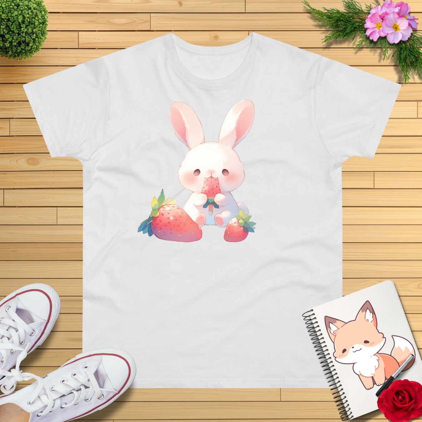 Erdbeereis Hase T-Shirt