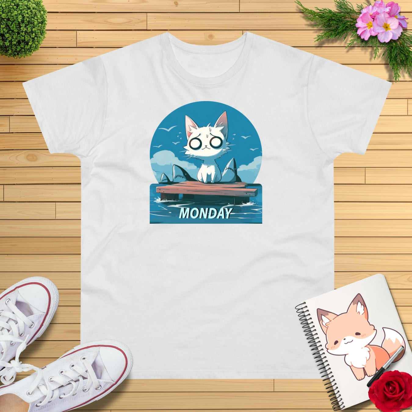 Monday Kitten mit Haien T-shirt