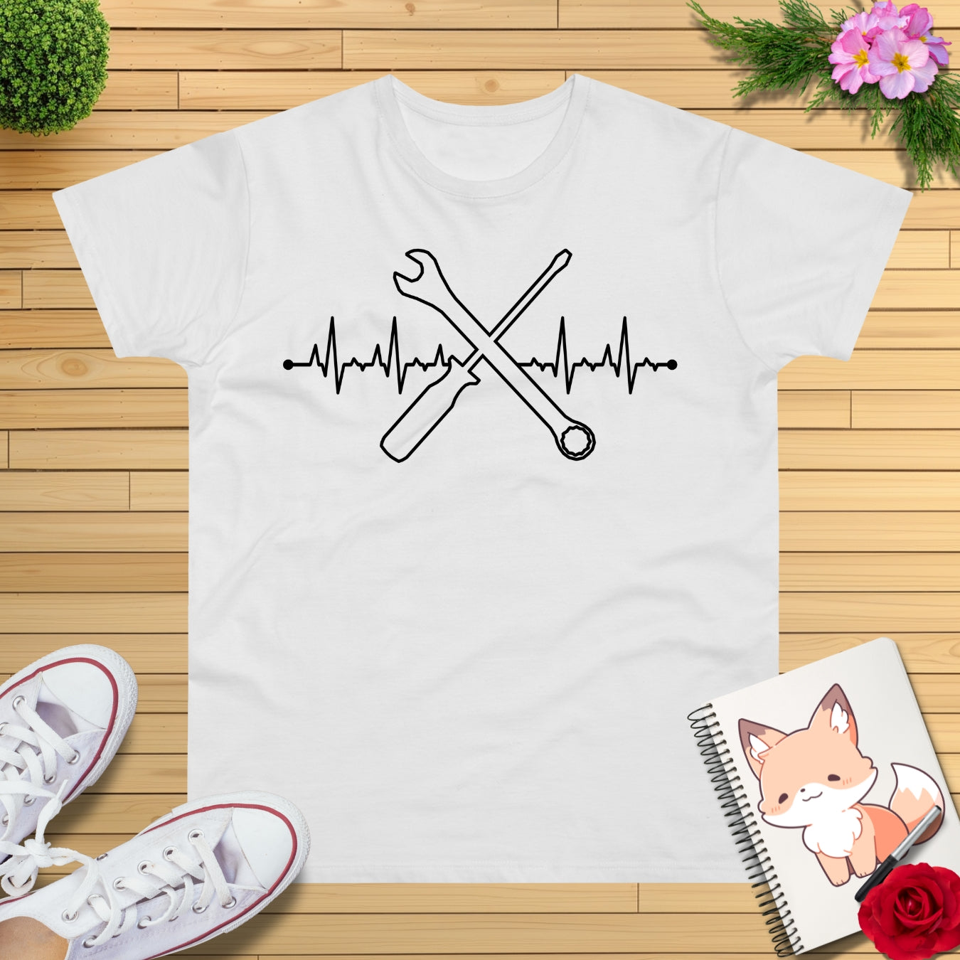 Herzschlag EKG Mechaniker T-Shirt