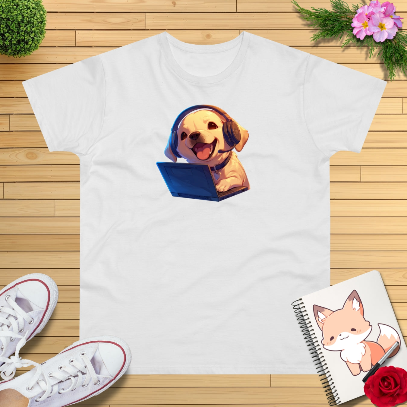 Kawaii Labrador am Laptop T-Shirt