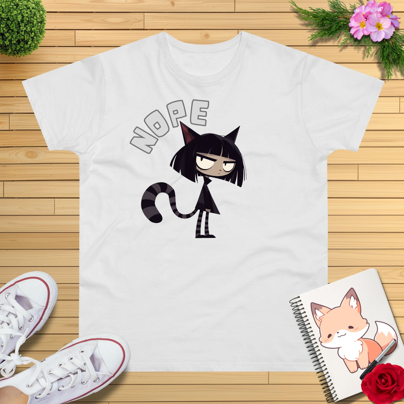 Manga Cat-Teen Nope T-Shirt