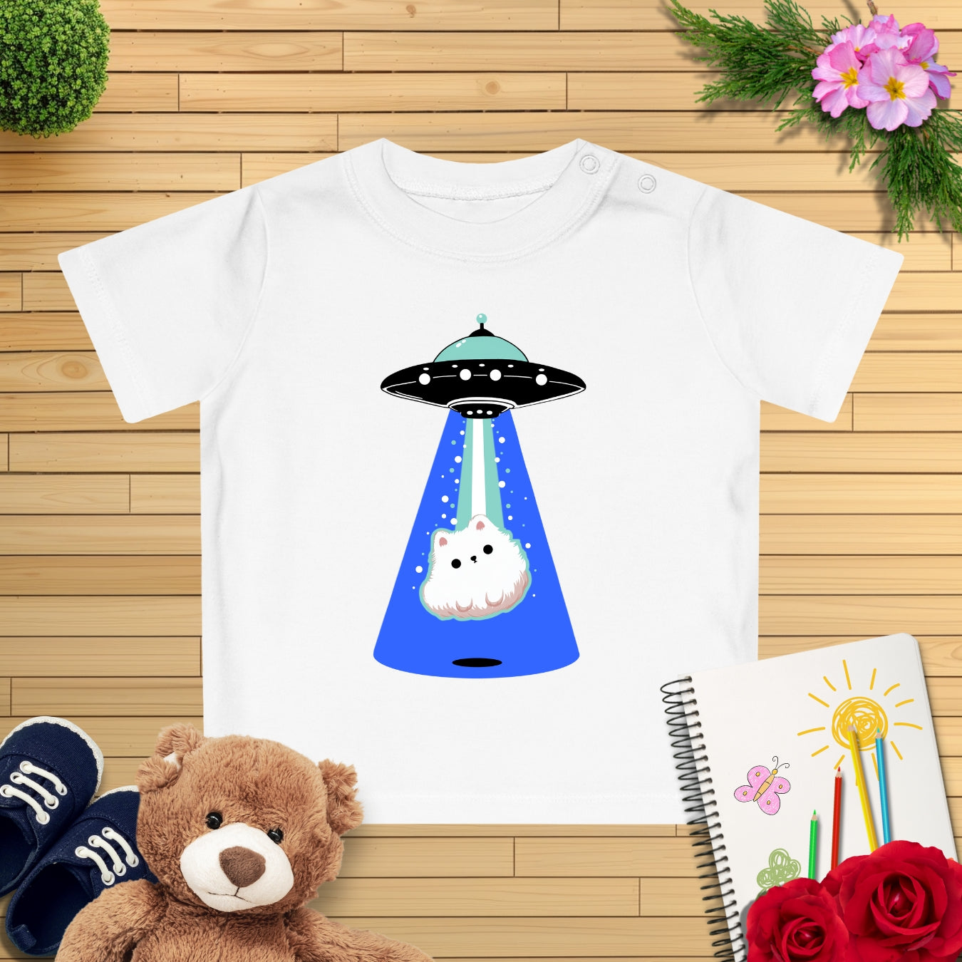 Ufo Blue Beam Hund Baby T-Shirt