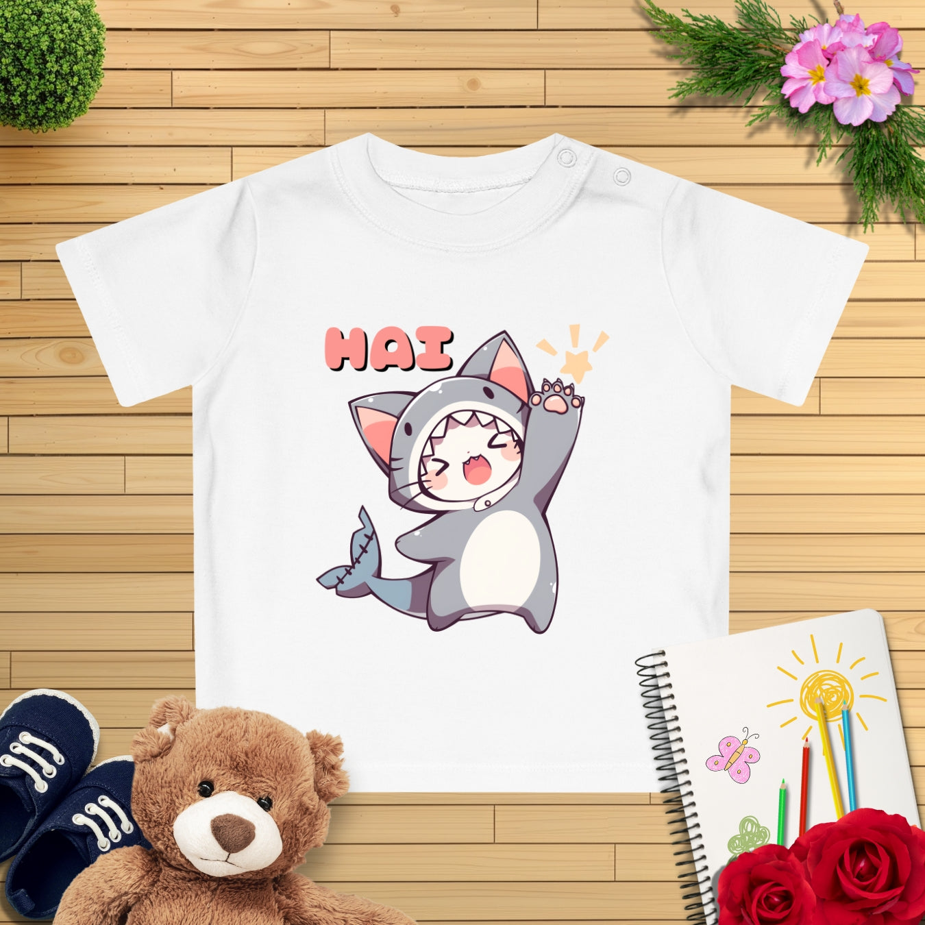 Kawaii Kitten Hai Kostüm Baby T-Shirt