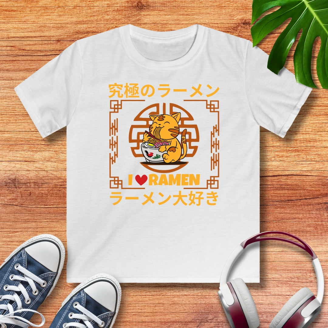Love Ramen Katze Kinder T-Shirt