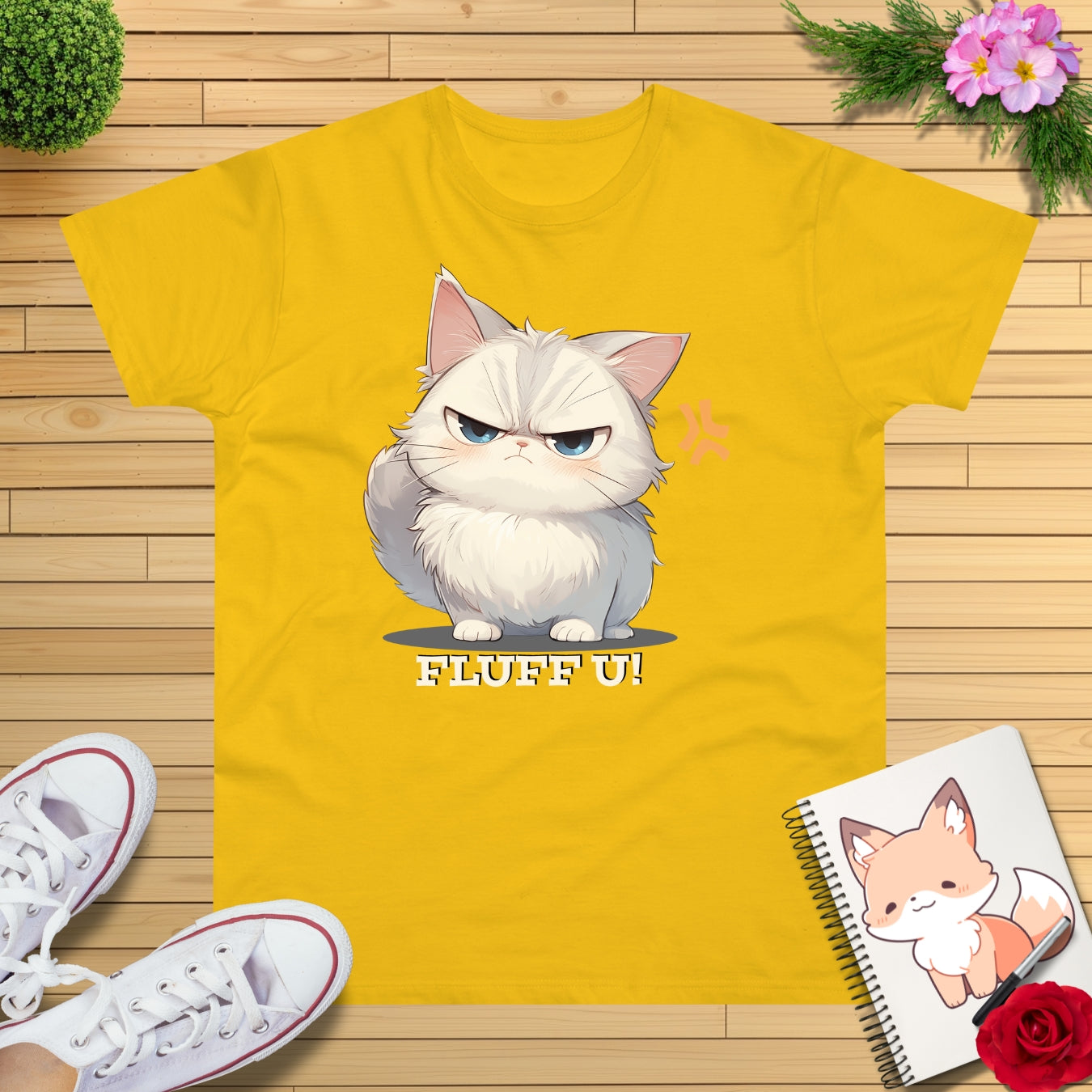 Freche Katze "Fluff U!" T-Shirt