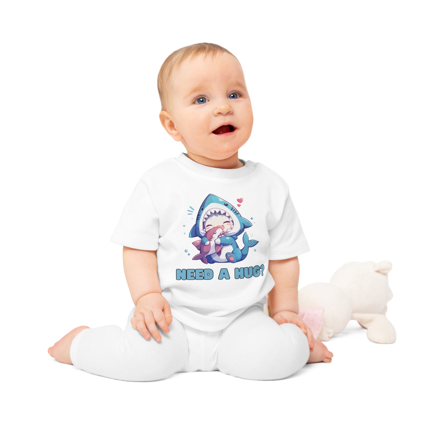 Kawaii Kitten kuschelt Hai Baby T-Shirt
