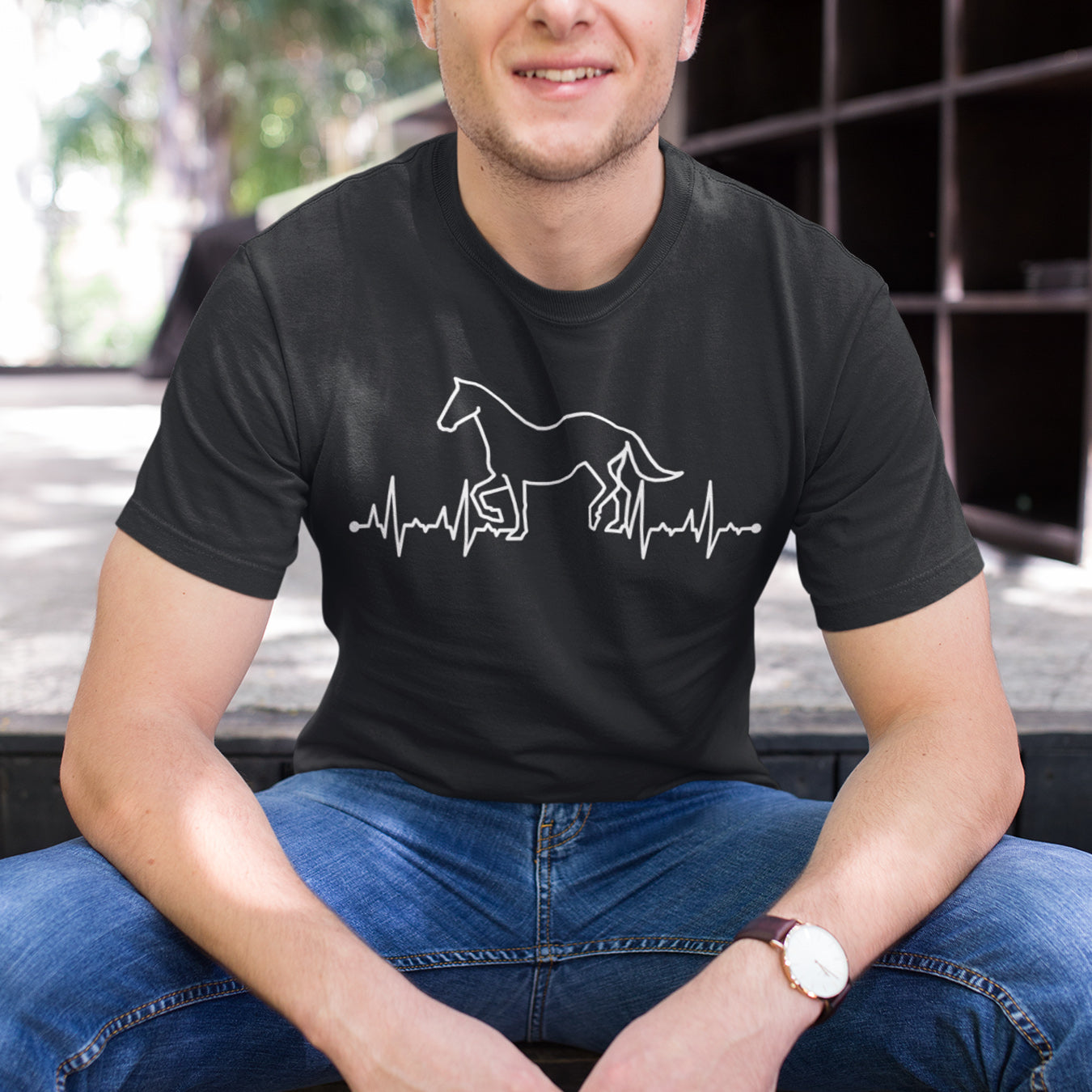 Herzschlag EKG Pferd T-Shirt