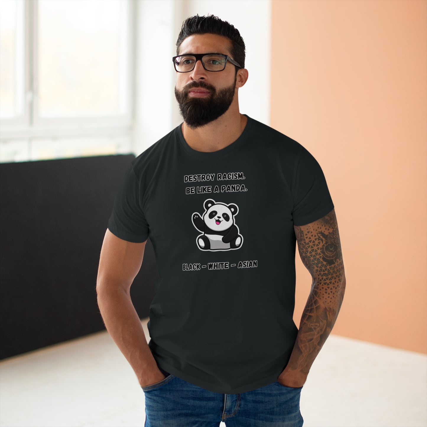 Panda Destroys Racism T-Shirt