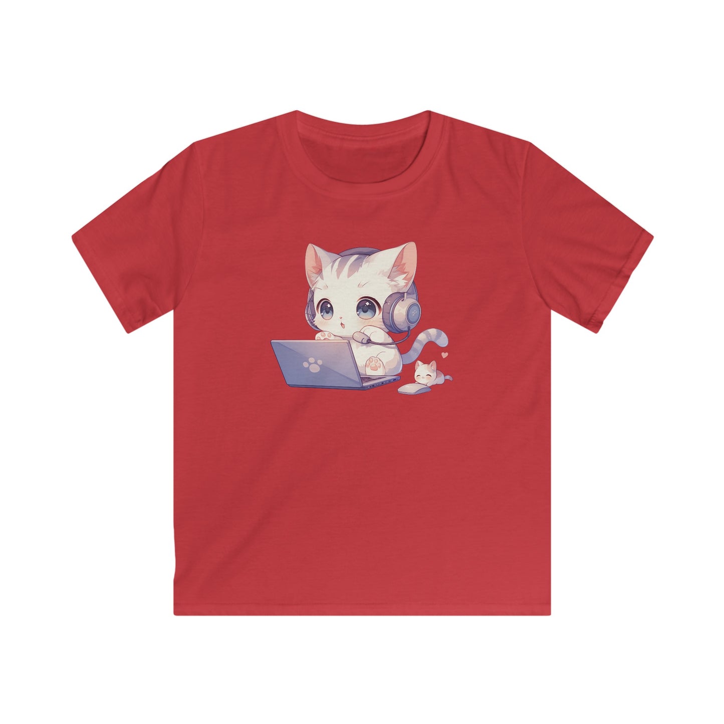 Kawaii Gamer Kitten Kinder T-Shirt