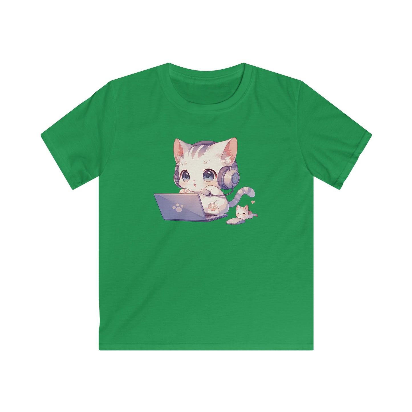 Kawaii Gamer Kitten Kinder T-Shirt