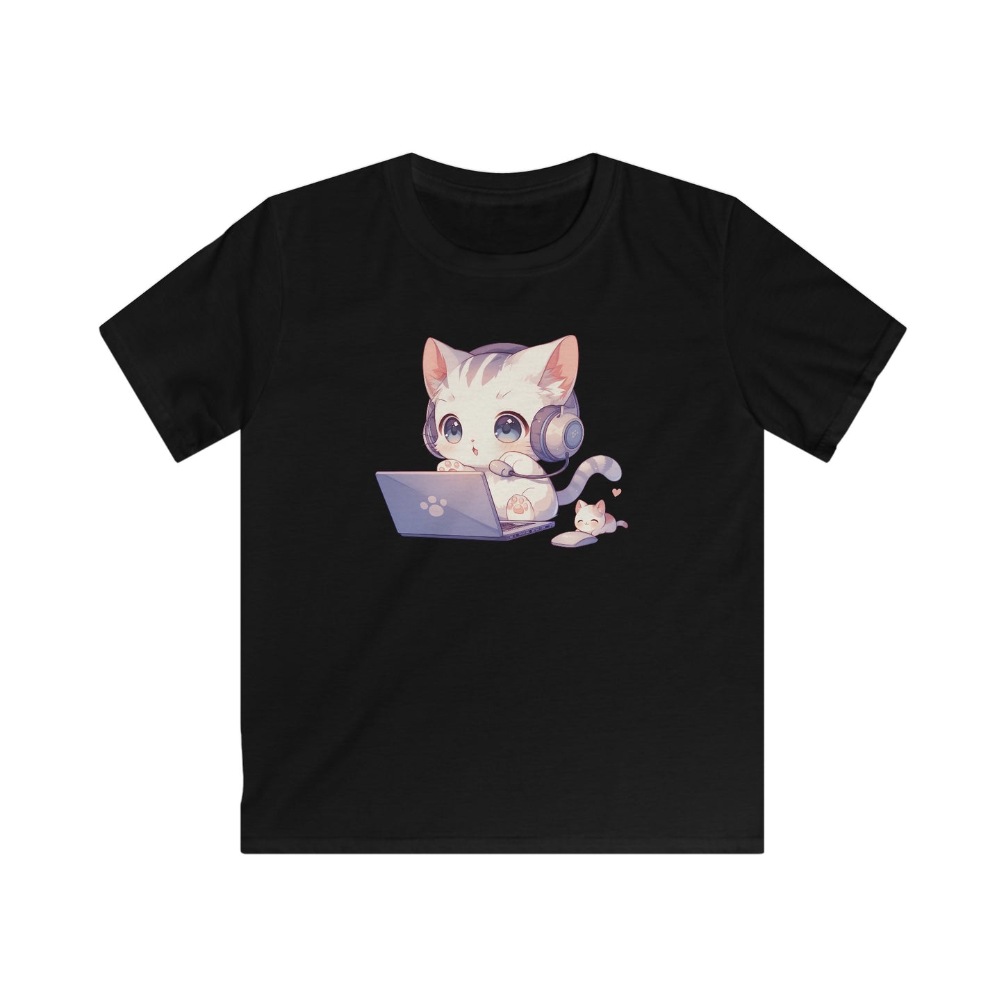 Kawaii Gamer Kitten Kinder T-Shirt