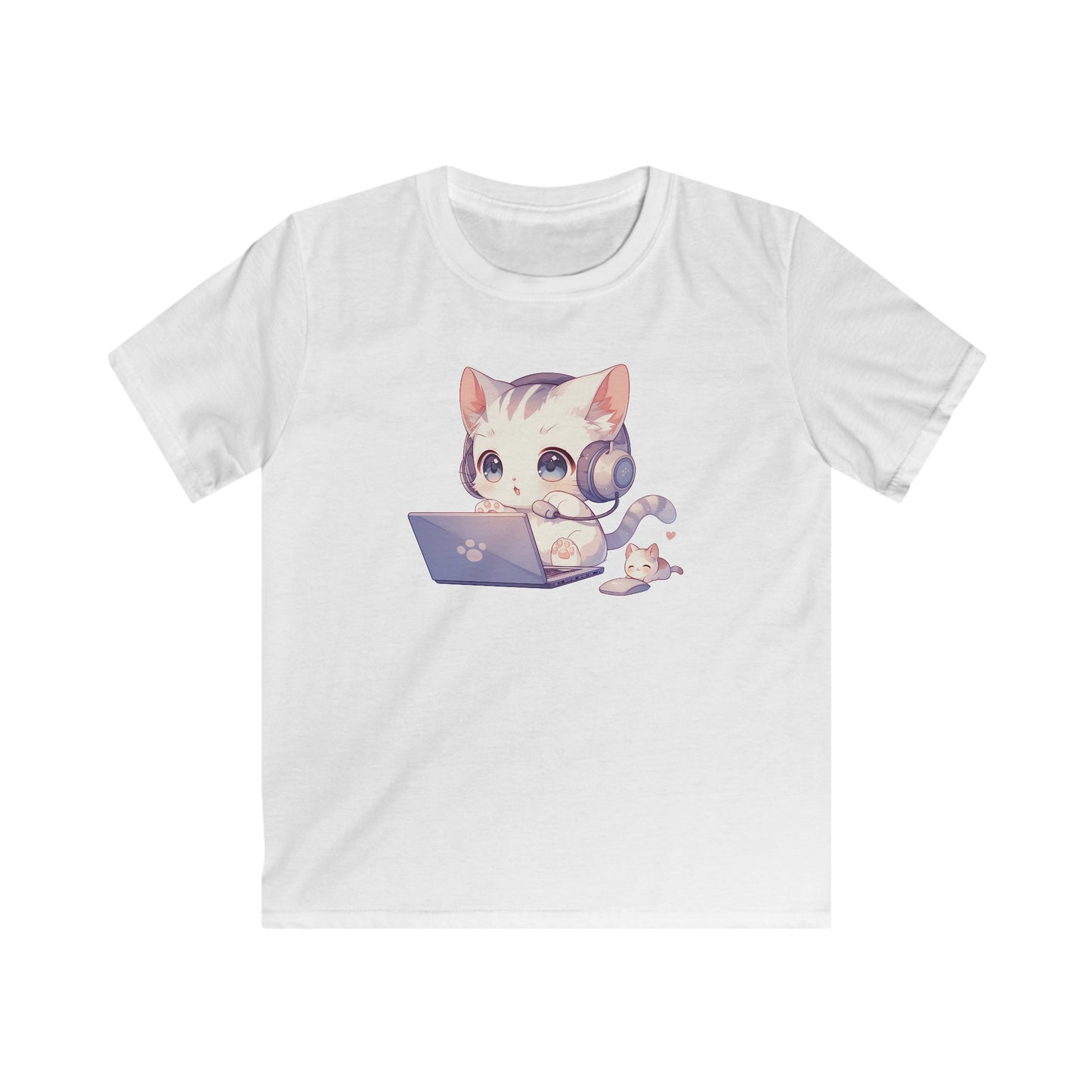 Kawaii Gamer Kitten Kinder T-Shirt