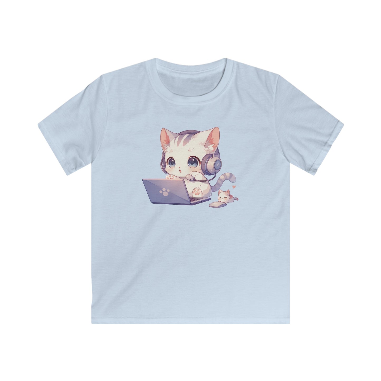 Kawaii Gamer Kitten Kinder T-Shirt