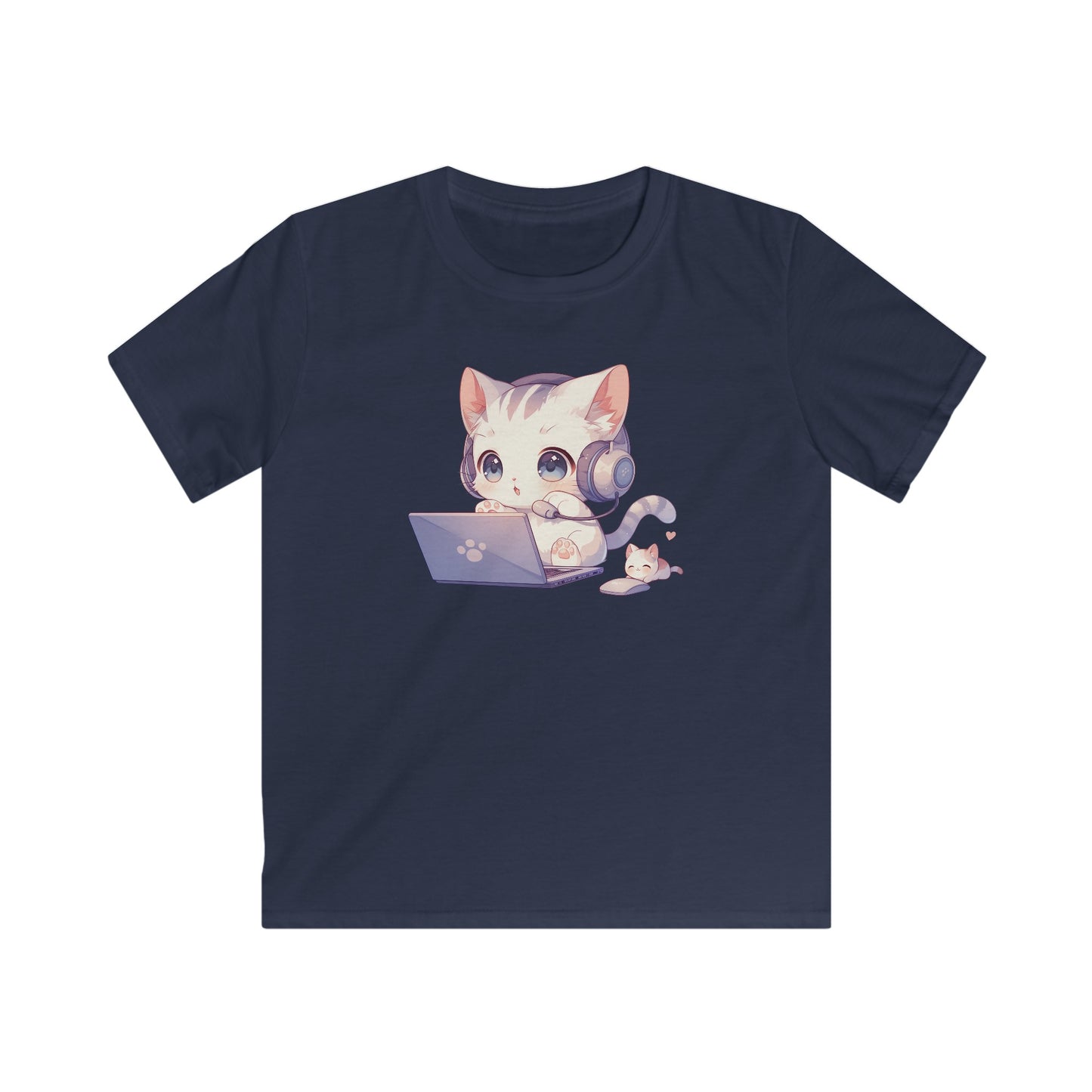 Kawaii Gamer Kitten Kinder T-Shirt