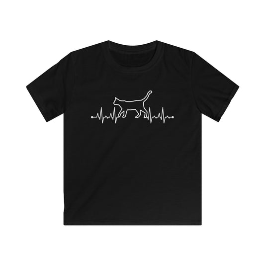 Herzschlag EKG Katze Kinder T-Shirt