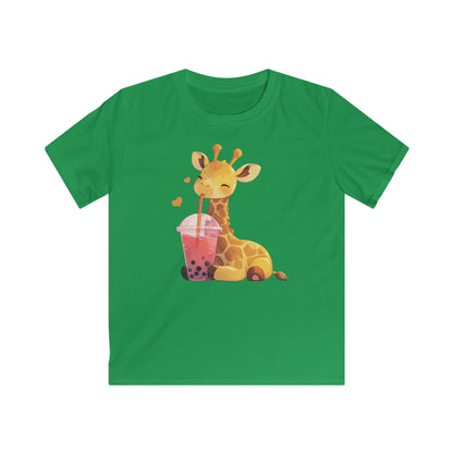 Giraffe trinkt Bubble-Tea Kinder T-Shirt