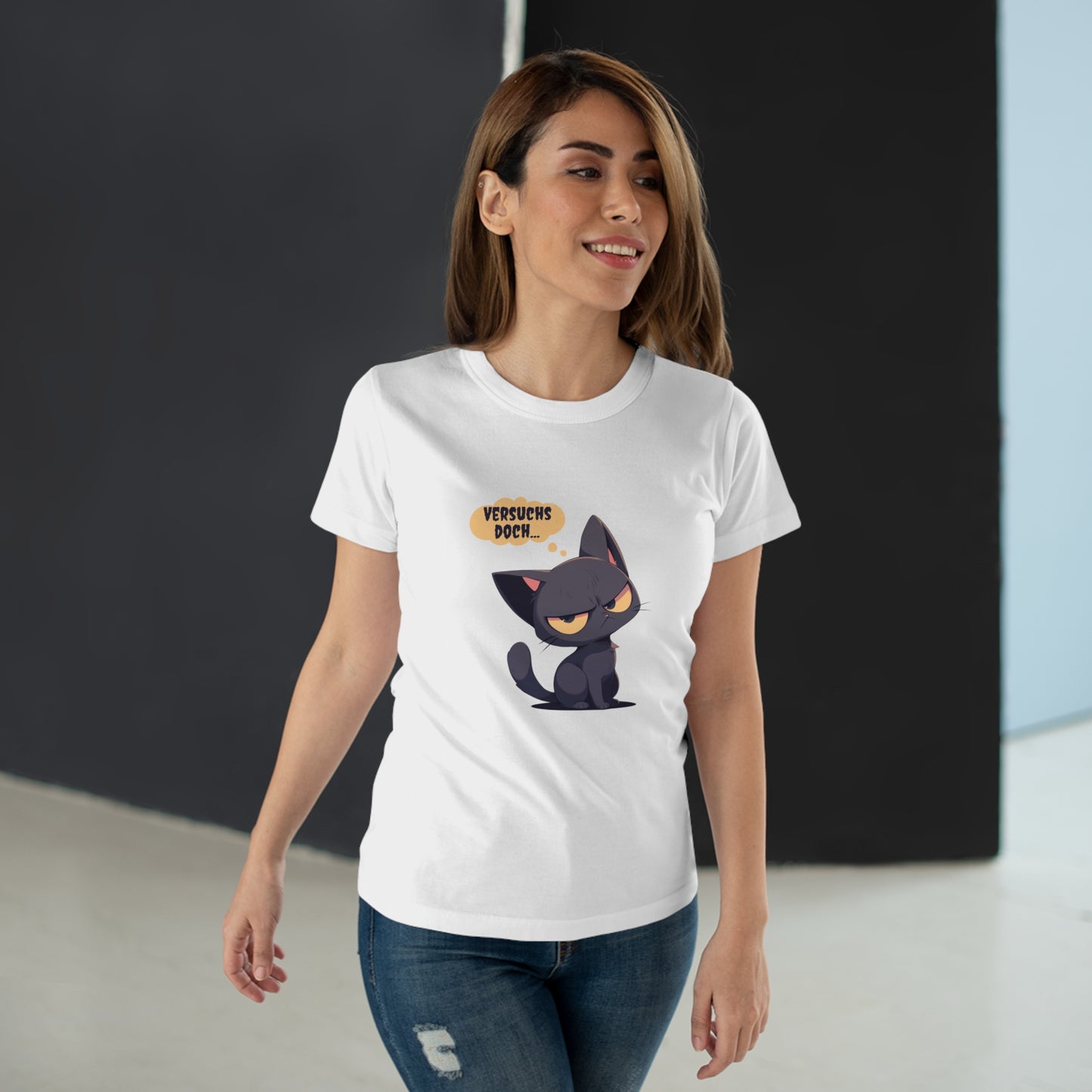 "versuchs doch" Katze Frauen T-Shirt